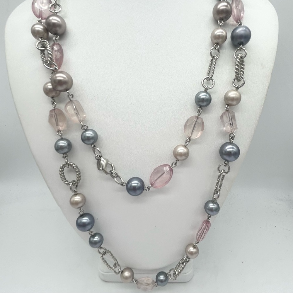 Premier Designs Pearl and Beaded Long Strand Necklace